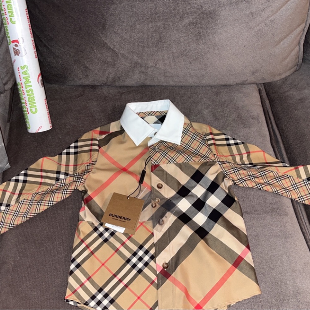 Burberry Kids Beige Patchwork Check Shirt